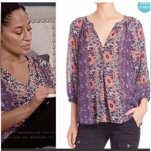 NWOT Joie Gloria Printed Silk Blouse XXS - Boho Floral